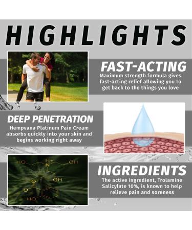 Hempvana Platinum Pain Cream 4oz - Fast Relief for Inflammation, Muscle & Arthritis - Buy Online on GoSupps.com
