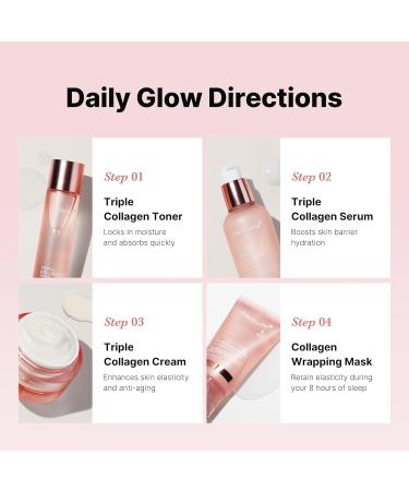 Medicube Glass Skin Glow Collagen Trial Kit - 4 Steps for Firm Skin | Toner Serum Cream & Peel Off Mask | Achieve Radiant Glassy Skin | Korean Skin Care - Buy Online on GoSupps.com