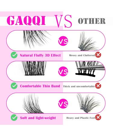GAQQI Lash Clusters - 120 Volume Eyelash Extensions | 3D Fluffy & Soft Band | 10-14mm Multilayered Individual Lashes - Buy Online on GoSupps.com