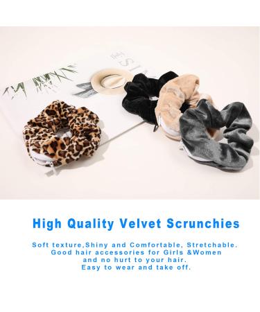 Velvet Hair Pocket Scrunchies with Hidden Zipper - 4 Mixed Pack | Elastic Hair Accessories for Women and Girls - Buy Online on GoSupps.com