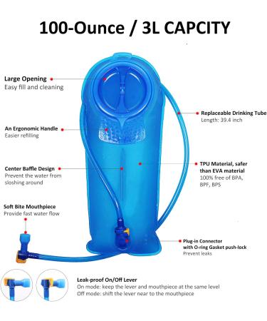 Unigear 2L Hydration Water Bladder Reservoir - BPA-Free & Taste-Free for Backpacking, Biking, Hiking, Camping - Blue - Buy Online on GoSupps.com
