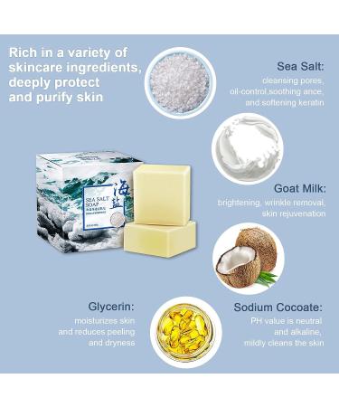 Yocisku Handmade Sea Salt Goat Milk Soap 3.5 oz - Acne Treatment and Moisturizing Face Care (Pack of 2) - Buy Online on GoSupps.com