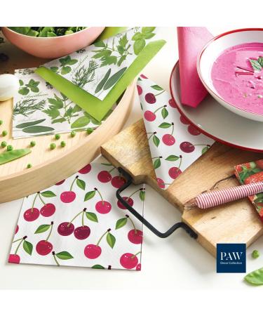 PAW 3-Layer Fruit & Cherry Pattern Napkins - 20 Colorful Paper Napkins for Birthdays Weddings & Parties (33x33 cm) - Buy Online on GoSupps.com