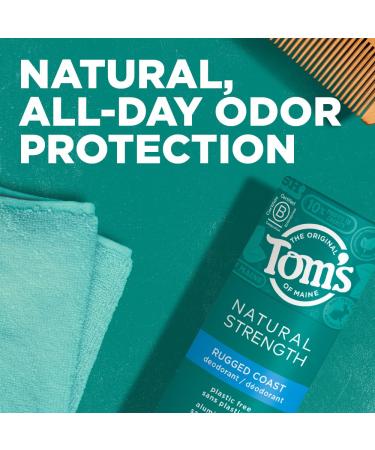 Tom's of Maine Natural Deodorant for Men - Rugged Coast, Plastic-Free, Aluminum-Free, 3-Pack (2 oz Each) - Buy Online on GoSupps.com