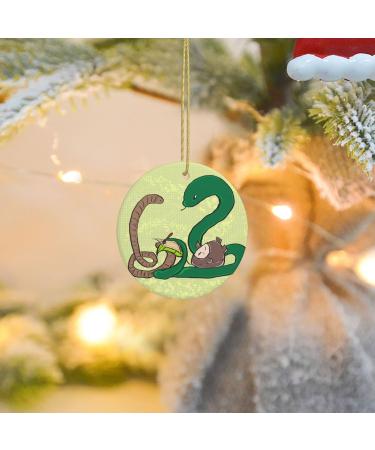 YYHHAOFA Sunflower Seeds Earthworm Snake Prints Christmas Ceramic Round Pendant Decoration - Festive Hanging Ornament for Stores and Homes -2.9 in - Buy Online on GoSupps.com