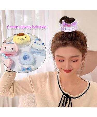 Ocroyea Kawaii Women Face Wash Headband Wristband Set - Cute Cartoon Spa Headband for Makeup and Skincare - Purple - Buy Online on GoSupps.com