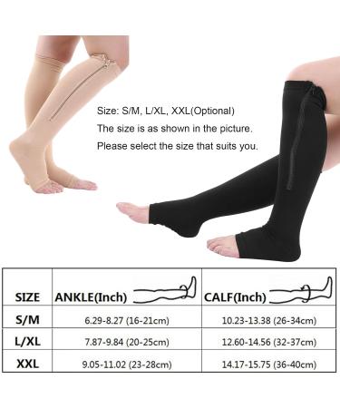 Zipper Compression Socks for Men & Women | Medical Open Foot Stockings Class 2 for Running & Sport - Skin L/XL - Buy Online on GoSupps.com