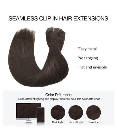 Doores Real Hair Extensions Seamless - Light Dark Brown 35cm (14 inch) 7 Pieces 110g Remy Clip-In Extensions - Buy Online on GoSupps.com