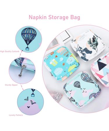 Yolev 4Pieces Sanitary Napkin Storage Bag Portable Pantyliners Bag with Zipper 5.1x5.1 inches Tampons Collect Bags for Period Coin Purse Makeup Bag for Women & Girls - Buy Online on GoSupps.com