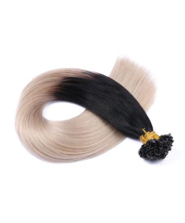 Keratin bonding - # 1b / gray ombre - 40cm - 100 strands - 1g - 100% Remy real hair hair extension U -tip Extensions Very high quality by Novon hair extension 100 strands / bonding - 40cm each 100g