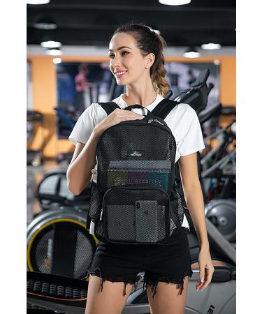 Heavy Duty Mesh Backpack for Commuting, Swimming, Travel, Beach, Outdoor Sports - Black - Buy Online on GoSupps.com