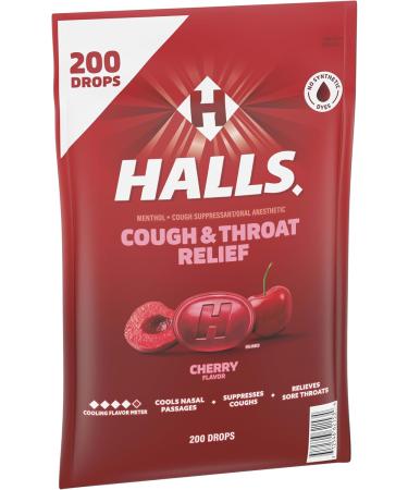 HALLS Cough and Throat Relief Cherry Cough Drops Bulk Pack 200 Drops 200 Drops (Pack of 1) - Buy Online on GoSupps.com