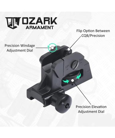 Ozark Armament A2 Rear Sight - Metal Construction - Two Aperture for Close and Precision Targets - Picatinny Rail Mount - Buy Online on GoSupps.com