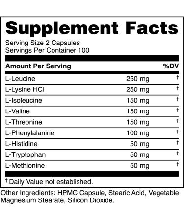 Bucked Up EAA Capsules - Essential Amino Acids Supplement | 1200mg Per Serving | On The Go | Gluten-Free Non-GMO Third-Party Tested | 100 Servings (200 Capsules) - Buy Online on GoSupps.com