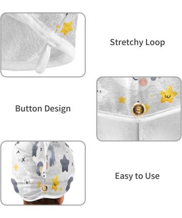 Cartoon Koala Face & Star Hair Towel 2 Pack | Super Absorbent Quick Dry Hair Turbans for Women & Girls - Buy Online on GoSupps.com