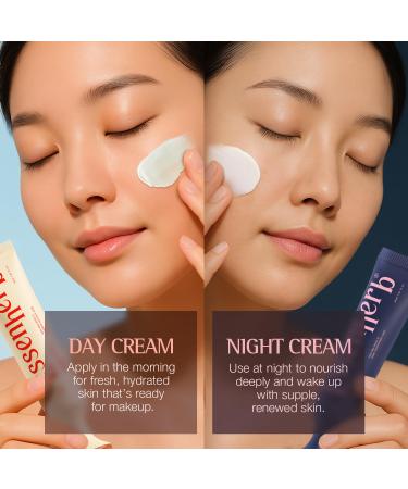 ESSENHERB Day to Night Routine Program 24H K Beauty Skincare Set with Bounce It Day Cream & Float It Night Cream Vegan Korean Moisturizer Duo for Hydration Firming & Wrinkle Care (1.01oz&1.o1oz) - Buy Online on GoSupps.com