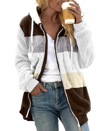 Shop Hanxiulin Fleece Plush Jacket for Women | Warm & Fluffy Zipper Cardigan in Color Variants - Oversized Outdoor Coat | Elegant 3XL Brown Winter Jacket - Buy Online on GoSupps.com