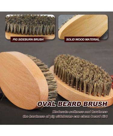 Beard Brush for Men | Boar Bristle & Wooden Comb | Daily Beard Care with Storage Bag | Travel-Friendly Softening Brush - Buy Online on GoSupps.com
