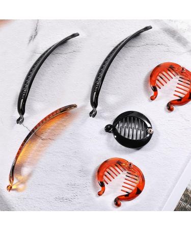 12-Piece Banana Hair Clips Set - Classic Clincher Combs Large Double Comb Fishtail Clip for Women - 4 Styles in Tortoiseshell, White, Clear & Black - Buy Online on GoSupps.com