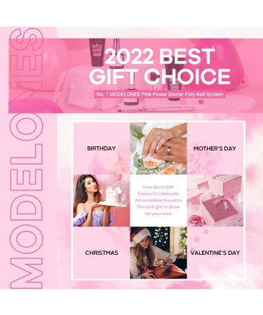 Modelones Poly Nail Gel Kit with 48W LED Nail Lamp - 6 Nude Pink Colors, Slip Solution, Rhinestones, Glitters - Manicure Starter Kit for Women - Buy Online on GoSupps.com