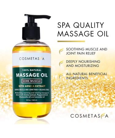 Cosmetasa Sore Muscle Massage Oil 8.8 oz - Arnica, Peppermint & Lavender Oils - Muscle & Joint Pain Relief - 1 Pack - Buy Online on GoSupps.com