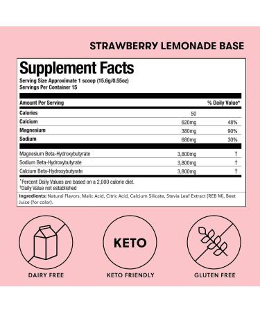 Perfect Keto Exogenous Ketones Powder - BHB Salts Supplement for Energy Boost and Mental Performance - Strawberry Lemonade Flavor - Buy Online on GoSupps.com