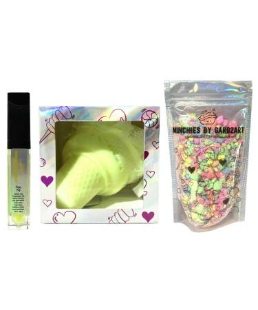 garb2ART Bath Gift Set USA Made Fizzies  Pop Rocks  Soap  Lipstick  Dry Skin Moisturize  Perfect for Bubble Spa Bathing Handmade Birthday Mothers Day Gifts (Fizzy Pop)