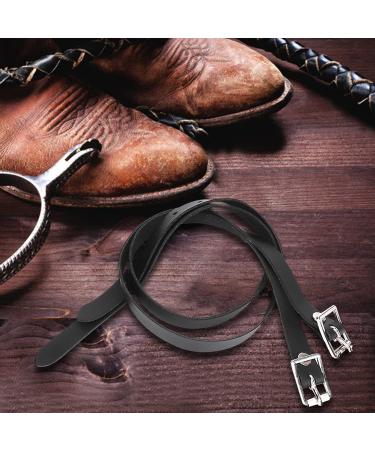 Agate Black Leather Spur Straps - 50cm/19.7in Stainless Steel Buckle Perfect for Horse Riding & High Boots | Premium Horse Accessories - Buy Online on GoSupps.com