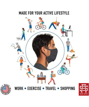 Adjustable Charcoal Grey Reversible Face Mask - Soft Washable & USA Made for Medium to XLarge Faces - Buy Online on GoSupps.com