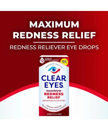 Clear Eyes Maximum Redness Relief Eye Drops | 12 Hours Comfort | 1 oz | Pack of 4 | Fast International Shipping - Buy Online on GoSupps.com