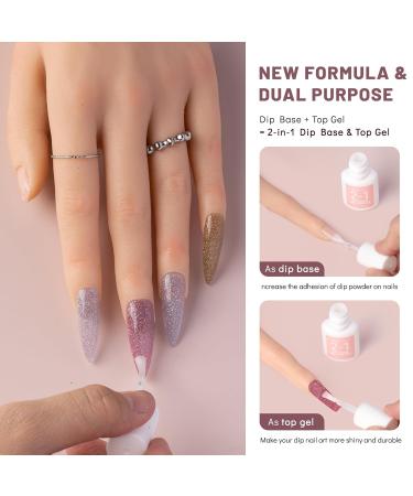 Aokitec Sparkling Series Dip Powder Nail Kit - Glitter Pink Silver & Gold with 2-in-1 Base & Top Coat - Perfect for DIY Nail Art & French Manicure - Buy Online on GoSupps.com