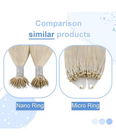 Youngsee Nano Ring Hair Extensions - 45cm Platinum Blonde Real Hair 50g Premium Quality #60A - Buy Online on GoSupps.com