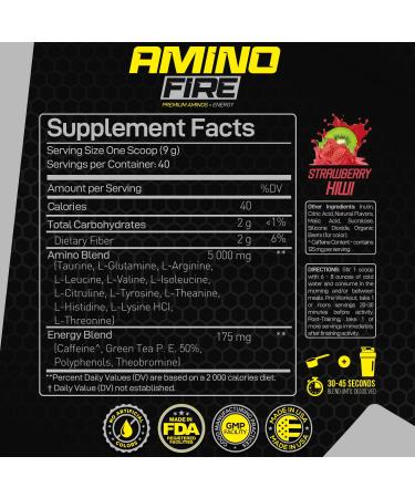 Forzagen Amino Fire | Essential Amino Energy Powder for Pre-Workout | BCAA Energy Boost & Muscle Recovery Drink Mix Enhance Focus & Concentration Dietary Supplement | Strawberry Kiwi 40 Servings - Buy Online on GoSupps.com