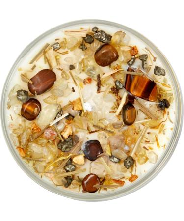 Solar Plexus Chakra Candle | New Moon Beginnings | Aromatherapy & Crystal-Infused Soy Candle | 12oz Dried Flower Candle - Buy Online on GoSupps.com