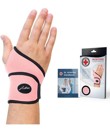 Doctor Developed Comfy,Lightweight,Wrist Support-Strap-Brace-Hand Support, Perfect fit for both Right and Left Hand, for Men and Women by Dr Arthritis - Single (Pink) Pink - Single