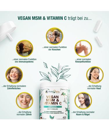 Buy Pharmavital Vegan MSM & Vitamin C Capsules (400 pcs) - High Dose 1000mg Methylsulfonylmethane from Germany | International Shipping - Buy Online on GoSupps.com
