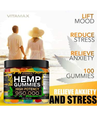 Vitamax Hemp Gummies 950000 - Natural Fruit Flavors for Peaceful Relaxation - Made in USA | 100ct - Buy Online on GoSupps.com