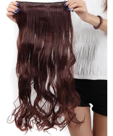 S-noilite Curly Wavy Hairpiece 24 Inch Dark Auburn Clip in Hair Extensions - Buy Online on GoSupps.com