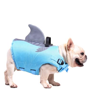 Dog Life Jacket Pet Swimming Shark Jacket Safety Vest with Handle, Reflective, Adjustable, for Small Medium Large Dogs (X-Small, Blue) X-Small Blue