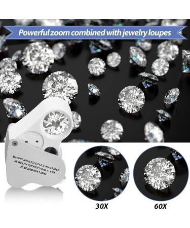 Plauauyt 2 Pieces Jewelers Loupe 30X 60X 90X Jewelers Eye Loupe Magnifier Jewelry Magnifying Glass Loop LED Light - Buy Online on GoSupps.com