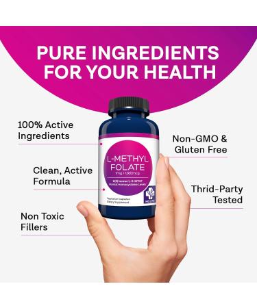 MD Life L Methylfolate 1mg - Professional-Grade Active Methylfolate Supplement - Maximum Potency MTHFR Supplements - L methylfolate 1mg 60 Capsules - Essential Amino Acids 1mg 60 Count - Buy Online on GoSupps.com