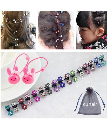 Cuhair 16pcs department piece mini hair clips/hair clips with rhinestones and flower motif