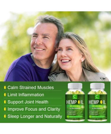 100% Natural Hemp Oil Capsules - 60,000 MG Extra Strength - 180 Servings for Stress, Sleep & Mood Support - Omega 3, 6, 9 Rich - GPGP Greenpeople Hemp Extract - Buy Online on GoSupps.com