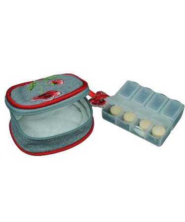 Pill Box in Poppies Design | Stylish & Functional Travel Organizer for Medications - Buy Online on GoSupps.com