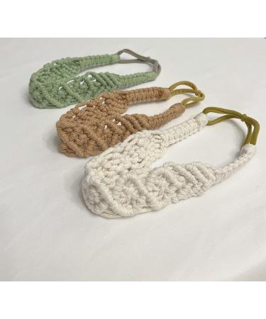 Hixixi 3PCS Handmade Knit Crochet Headbands for Women and Girls | Boho Macrame Hairbands with Elastic No Slip Design - Buy Online on GoSupps.com