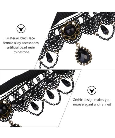 Halloween Lace Hairband | Gothic Lolita Crown & Vampire Headdress | Black Gemstone Hairband for Parties - Buy Online on GoSupps.com