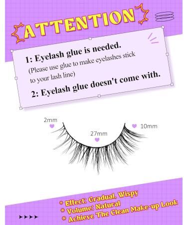 Natural Wispy 3/4 Eye Lashes | Gradient Volume Short False Eyelashes - 7 Pairs HL50 - Shop Internationally - Buy Online on GoSupps.com