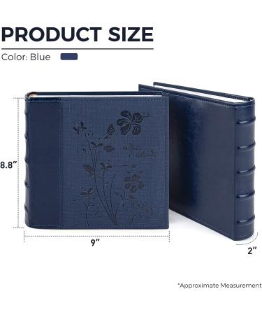 Golden State Art 4x6 Horizontal Photo Album - Holds 200 Pictures, Memo Space, Faux Leather Cover (Blue) - Ideal for Wedding, Family, Baby, Christmas, Vacation or Graduation - Buy Online on GoSupps.com