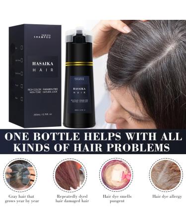  HASAIKA Shampoo for black hair black hair color natural shampoo for men and women long-lasting 200 ml black - Buy Online on GoSupps.com