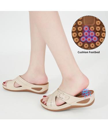 Judxsious Women's Comfortable Orthopedic Wedge Sandals - Cushioned Platform Sandals for Dressy Summer Beach Walking (6, Apricot) - Buy Online on GoSupps.com